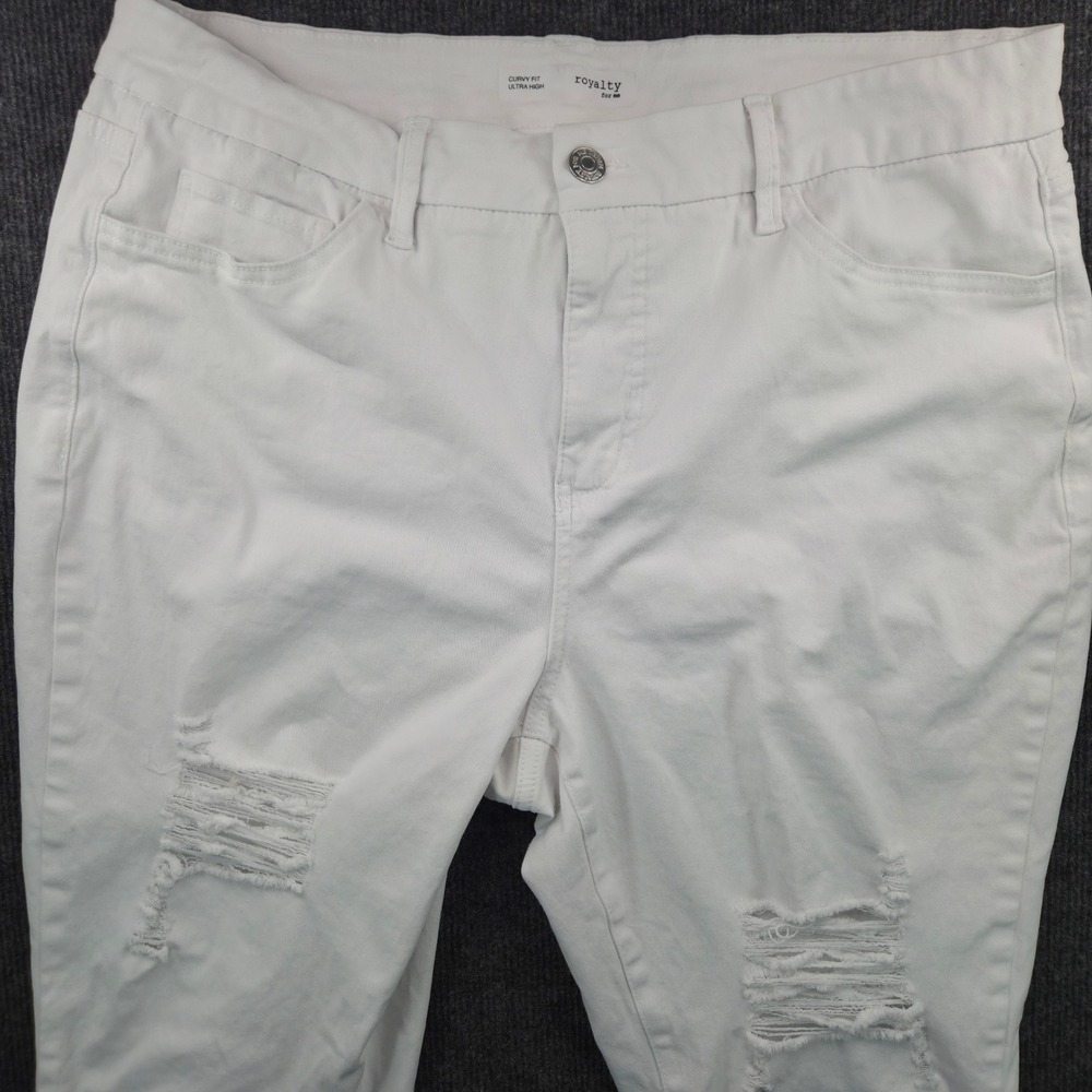Royalty for Me White‎ Distressed Curvy Ultra High Rise Jeans 16W